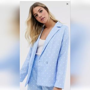 ASOS Daisy Street Double-Breasted Blue Star Blazer